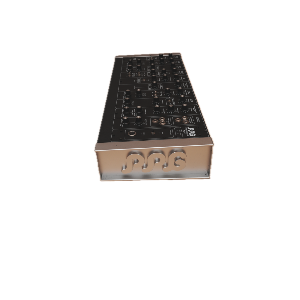 Sintetizzatore PPG 1002 Mk2, vista frontale con pannello laterale con logo PPG