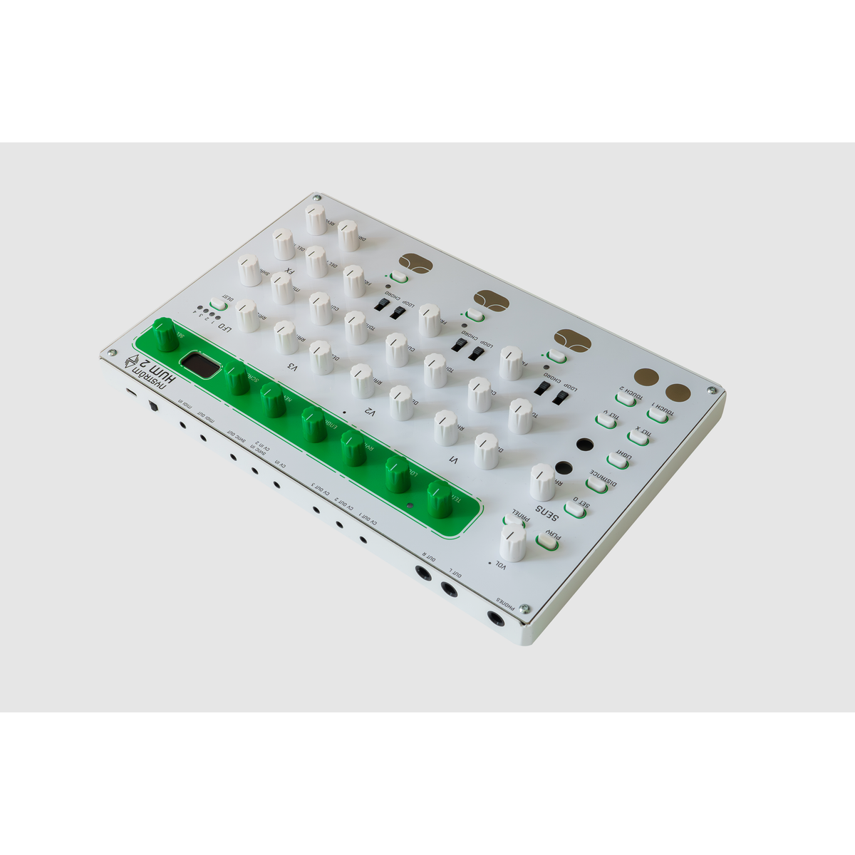 Side view of Nyström HUM 2 showing the audio, CV, sync and MIDI jacks