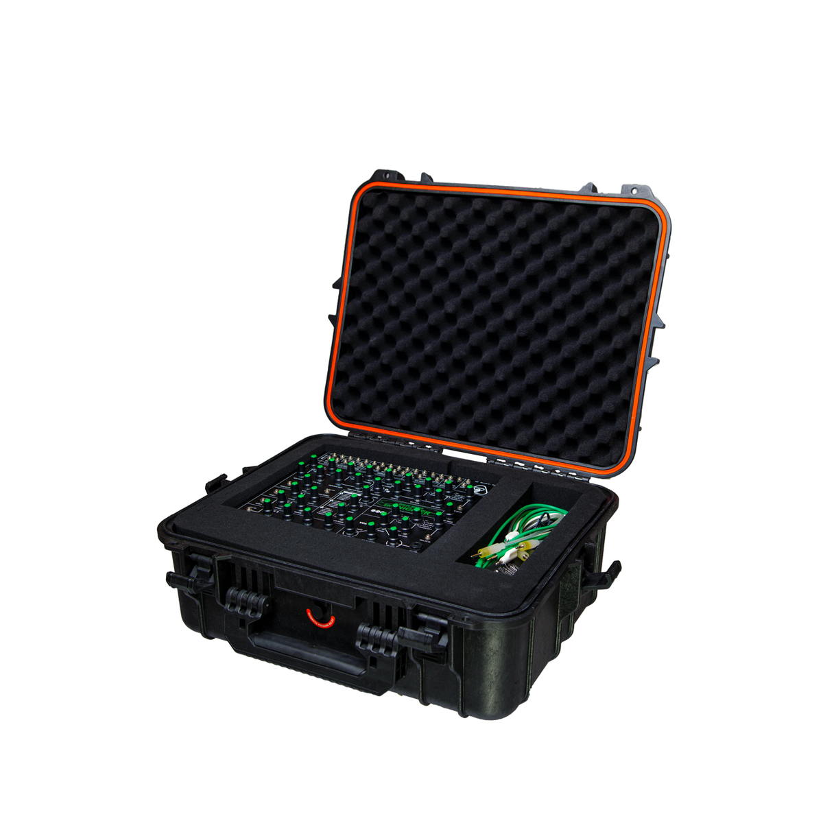 swEnigiser Limited Edition in open Secret Gorilla flight case with patch cables