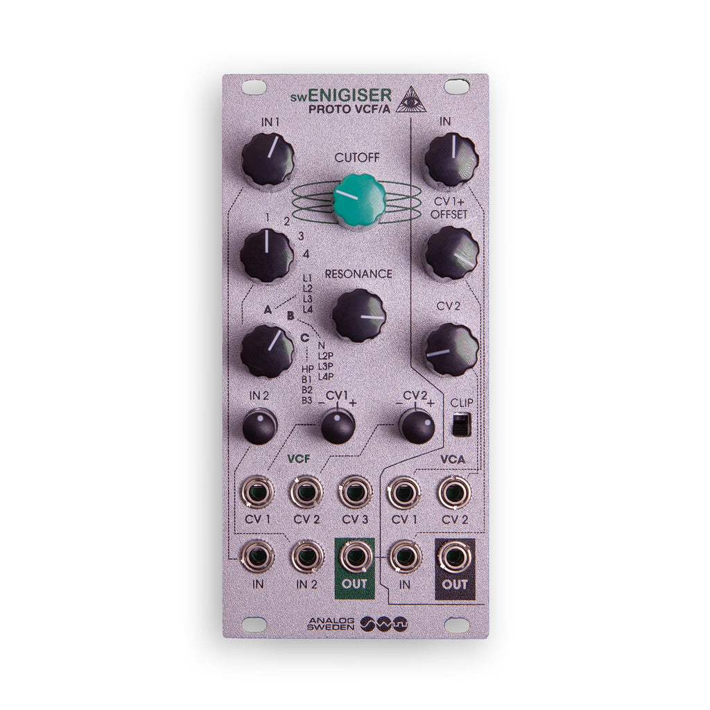 Modulo swEnigiser Proto VCF/A con pannello argento, vista frontale